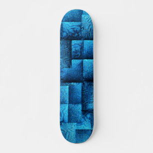 Skateboard Cuadrados azules con dibujos tribales abstractos