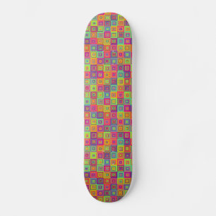Skateboard Cuadrados geométricos coloridos