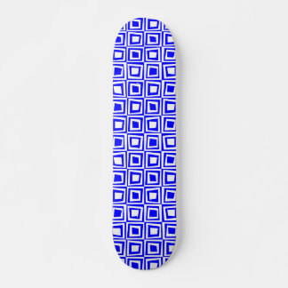 Skateboard Cuadrados retro - Blanco sobre azul