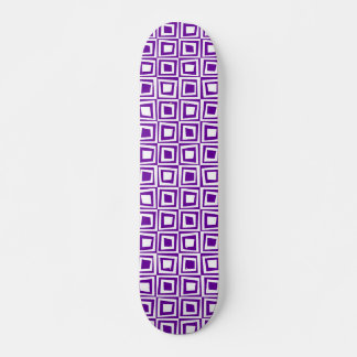 Skateboard Cuadrados retro - Blanco sobre morado