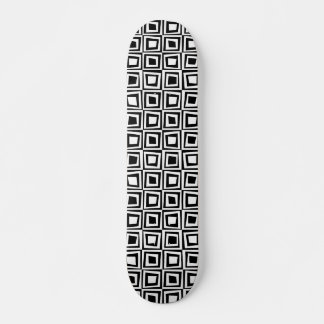Skateboard Cuadrados retro - Blanco sobre negro