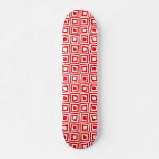 Skateboard Cuadrados retro - Blanco sobre rojo