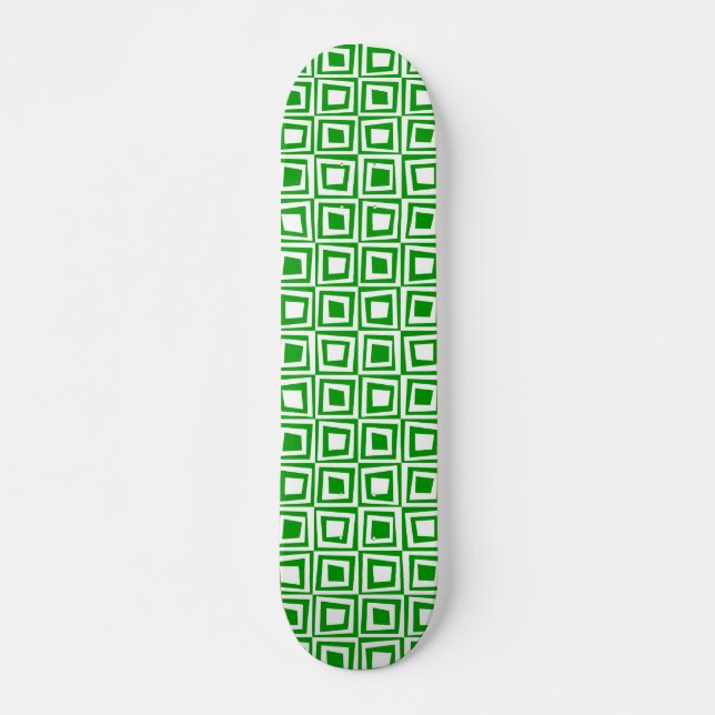 Skateboard Cuadrados retro - Blanco sobre verde (Anverso )