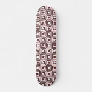 Skateboard Cuadrados retro - Marrón en blanco