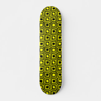 Skateboard Cuadrados retro - Negro sobre amarillo