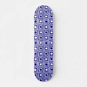 Skateboard Cuadrados retro - Negro sobre azul oscuro