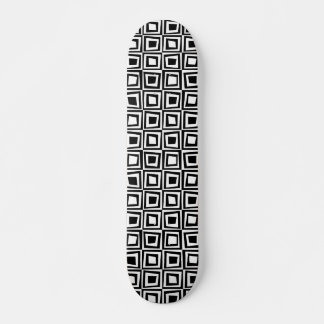 Skateboard Cuadrados retro - Negro sobre blanco