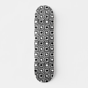 Skateboard Cuadrados retro - Negro sobre madera