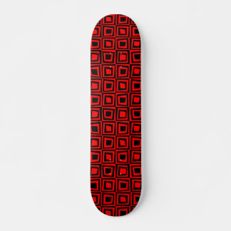Skateboard Cuadrados retro - Negro sobre rojo