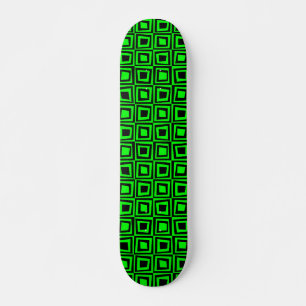 Skateboard Cuadrados retro - Negro sobre verde