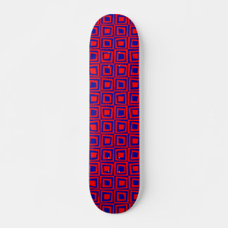 Skateboard Cuadrados retro - Rojo sobre azul marino