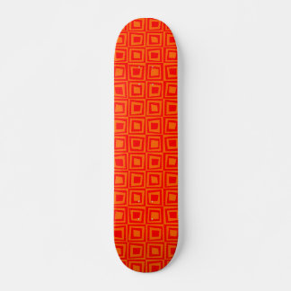 Skateboard Cuadrados retro - Rojo sobre Naranja