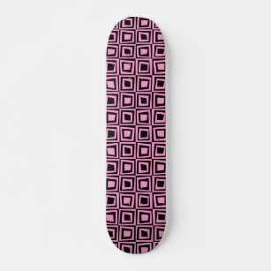 Skateboard Cuadrados retro - Rosa sobre negro