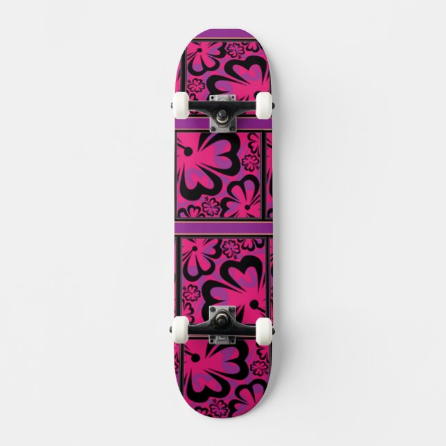 Skateboard Cuadrados Rosa (Anverso)