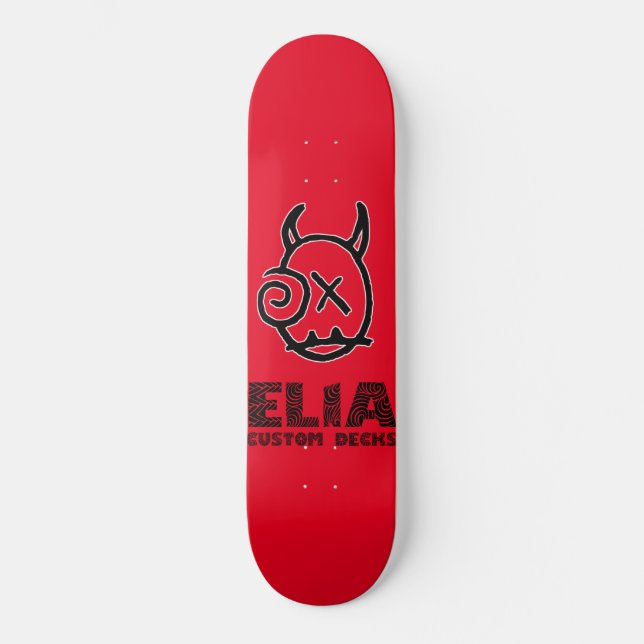 Skateboard Cuadrícula de logotipo rojo (Anverso)