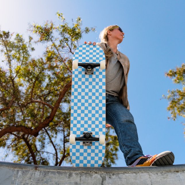 Skateboard Cuadro azul claro clásico (Exterior 1)
