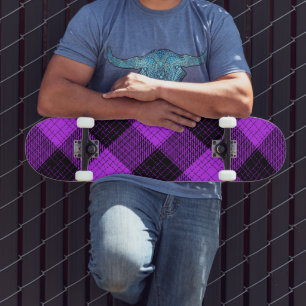 Skateboard Cuadro de cuadros negro púrpura