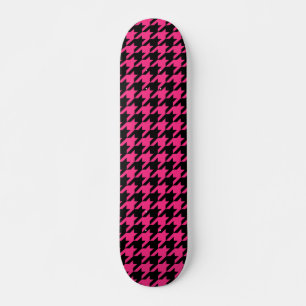Skateboard Cuadro escocés de lunares negros y rosa 