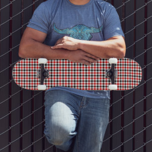 Skateboard Cuadro Gingham Rojo Negro y Blanco