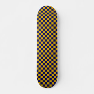 Skateboard Cuadro oscuro de navy y amarillo mostaza