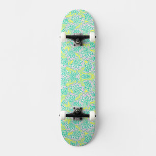 Skateboard Cuadros de cerámica de patrón floral amarillo páli