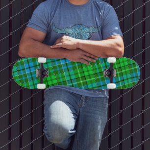 Skateboard Cuadros Escoceses Azules y Verdes Tartán Verde