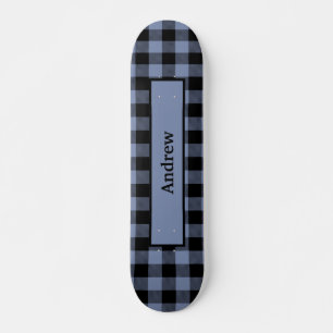 Skateboard Cuadros negros y azules, Cuadros de Búfalo, Leñado