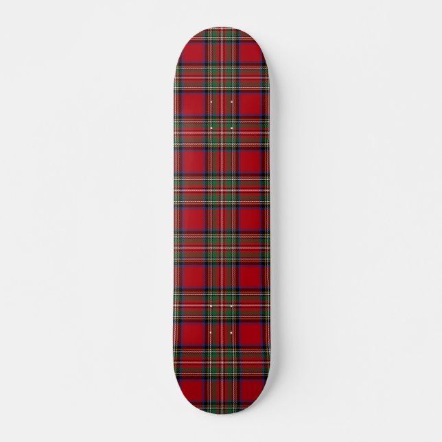 Skateboard Cuadros Rojos Verdes Rústicos Clásicos Tartán Stew (Anverso )