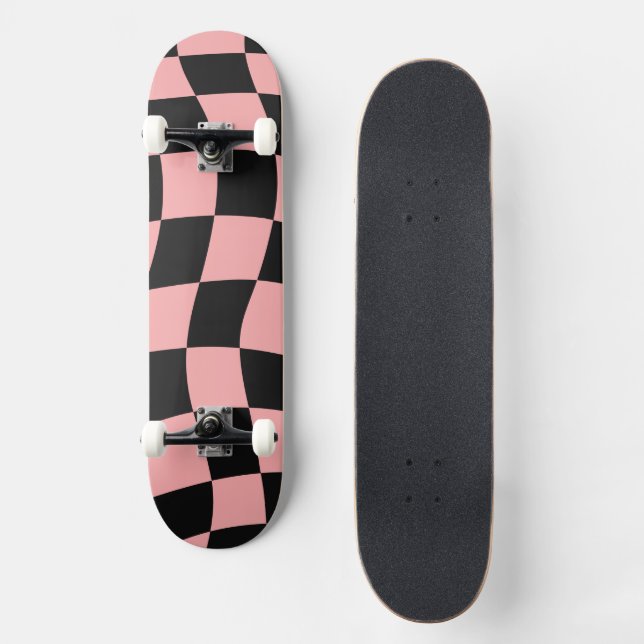 Skateboard Cuadros rosados y negros (Anverso)