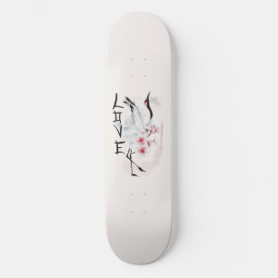 Skateboard Cubierta de amor Sakura Blossom japonés acuarela