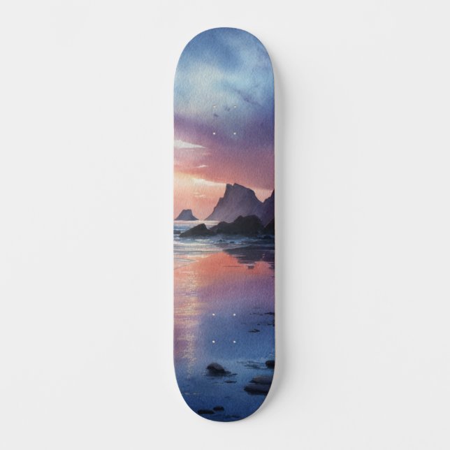 Skateboard Cubierta de atardecer costero de ensueño (Anverso)
