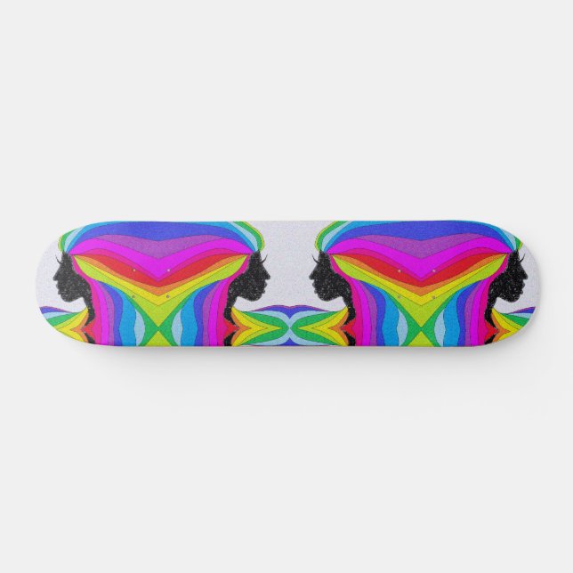 Skateboard Cubierta de esquí con silueta femenina de pelo arc (Horz)
