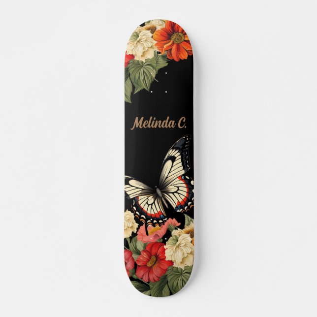Skateboard Cubierta de esquí de mariposa floral Guay Girly (Anverso )
