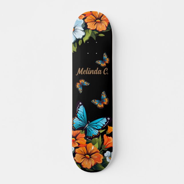 Skateboard Cubierta de esquí de mariposa floral Guay Girly (Anverso )
