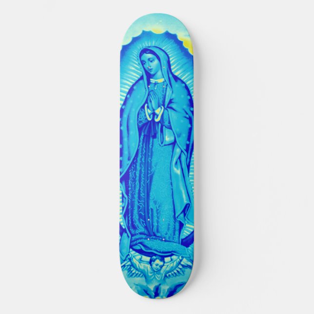 Skateboard Cubierta de la Virgen María Azul (Anverso)