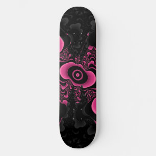 Skateboard cubierta de mariposa fractal negra y rosa