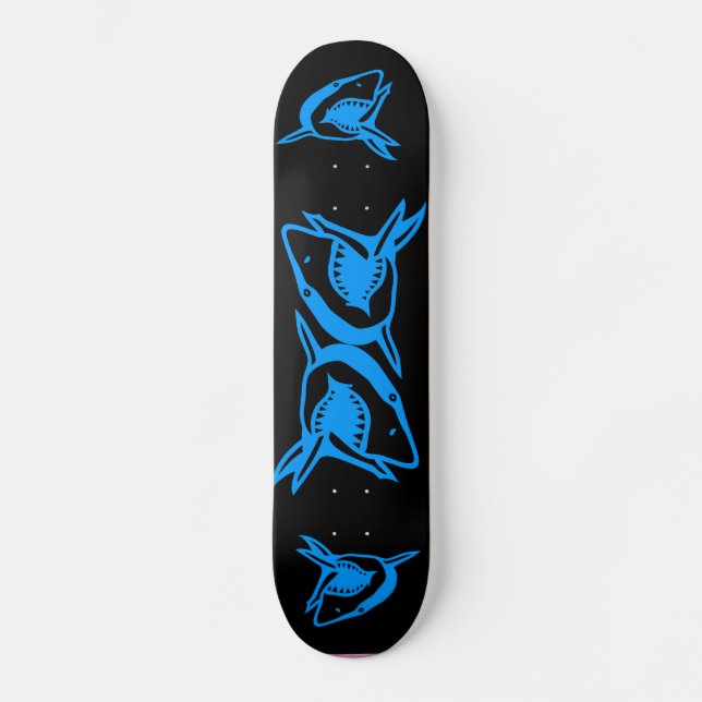 Skateboard cubierta de patinaje azul y negro para tiburones (Anverso)
