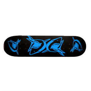 Skateboard cubierta de patinaje azul y negro para tiburones