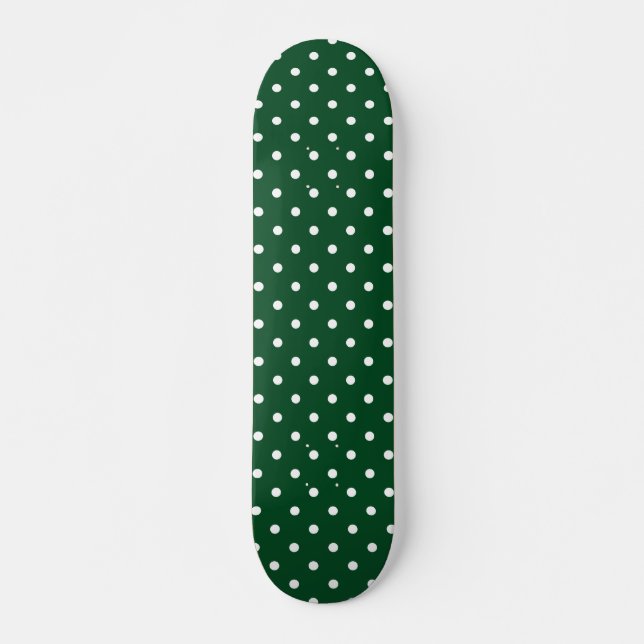 Skateboard Cubierta de patinaje con puntos de polka verde (Anverso )
