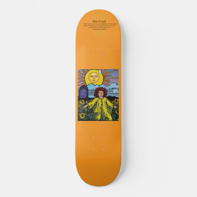Skateboard Cubierta de patinaje con tarjeta Tarot "The Fool" (Anverso)