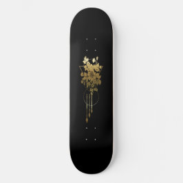 Skateboard Cubierta de patinaje "Floral geométrica en oro"