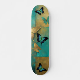Skateboard Cubierta de patinaje sobre la mariposa Verde azula