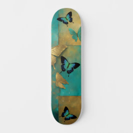 Skateboard Cubierta de patinaje sobre la mariposa Verde azula