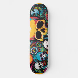 Skateboard Cubierta de Skulls colorida