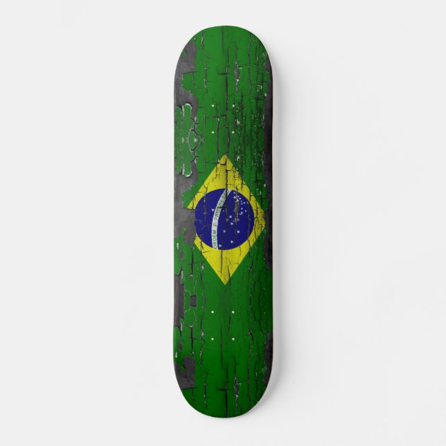 Skateboard Cubierta del patín de la bandera del Brasil (Anverso)