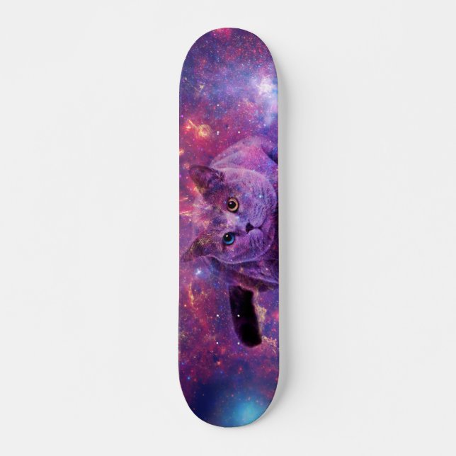 Skateboard Cubierta del patín del gato de la galaxia (Anverso )