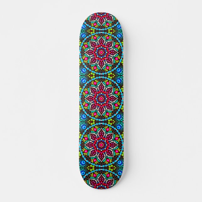 Skateboard Cubierta del patrón floral tropical brillante retr (Anverso )