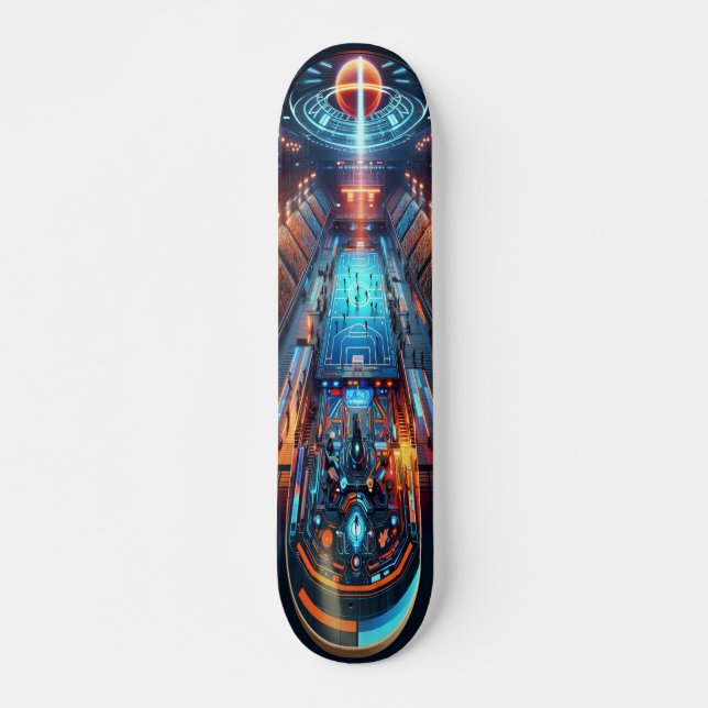 Skateboard "Cubierta deportiva futurista gótica Raygun" (Anverso )