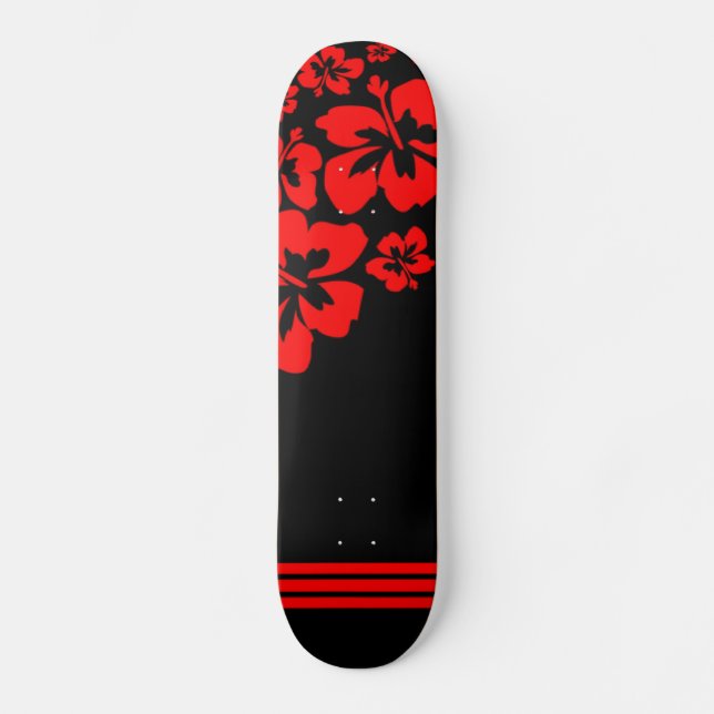 Skateboard Cubierta influenciada hawaiana roja y negra del (Anverso)