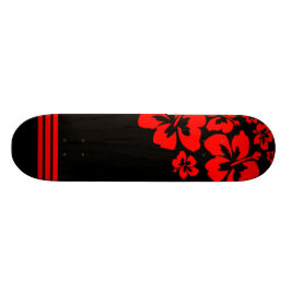 Skateboard Cubierta influenciada hawaiana roja y negra del